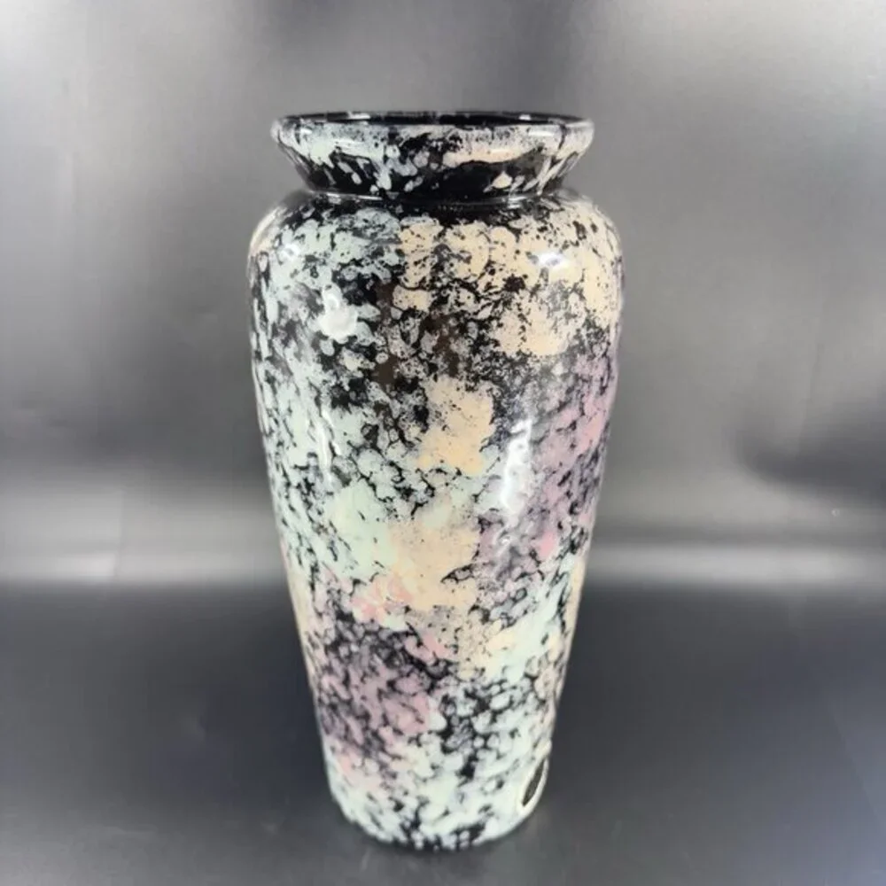 Harris Potteries Chicago Vase‎ Splatter Black Multicolor Glaze Rare Glaze 11inch